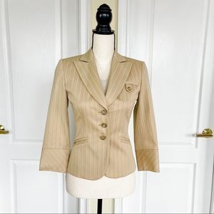 Antonio Melani Size 0‎ Caramel Beige Silky Pinstripe Blazer
